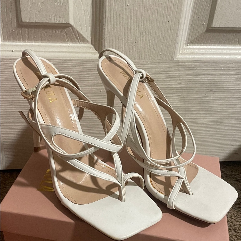 Adidas White Strappy Heels